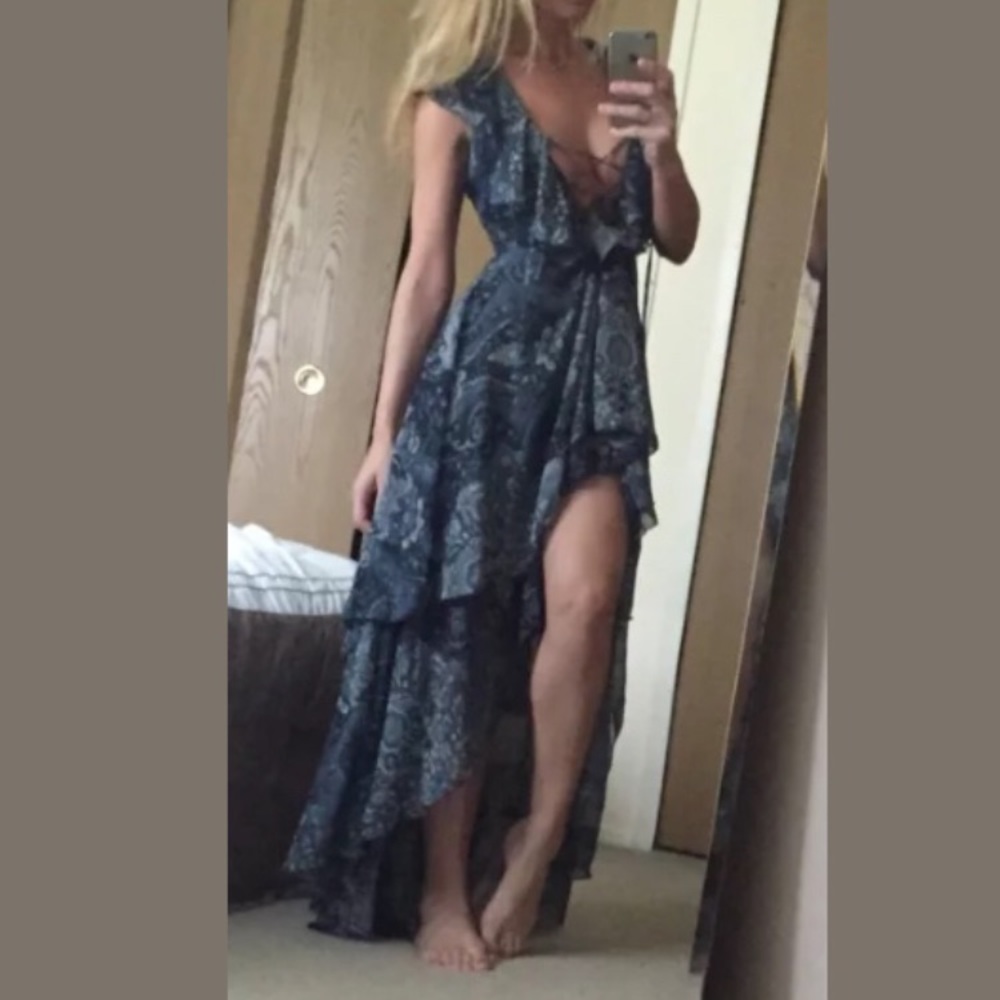 Goddess Ruffle Lace Up High Low Dress